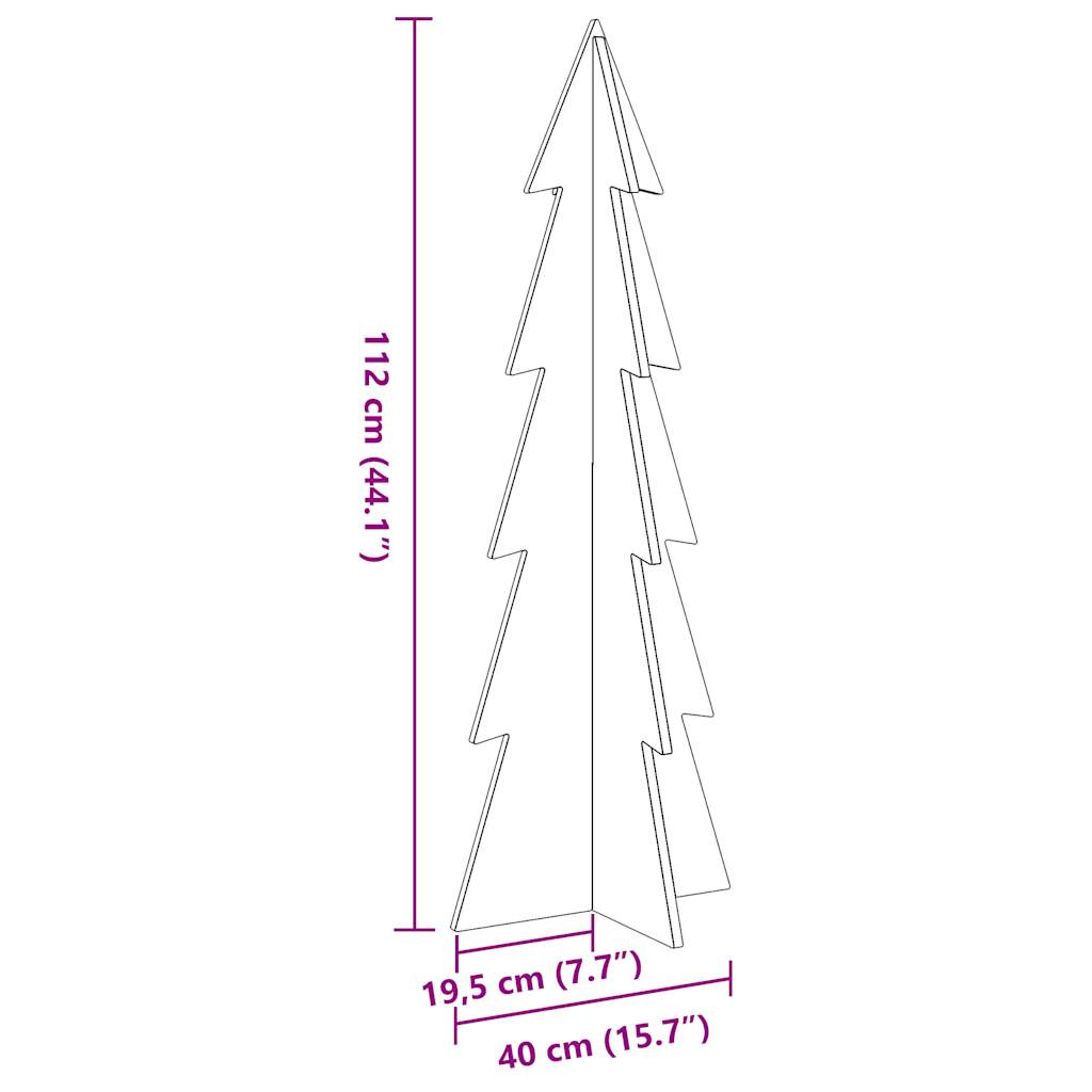 Albero di Natale Marrone Cera 112 cm in Legno Massello di Pino - homemem39