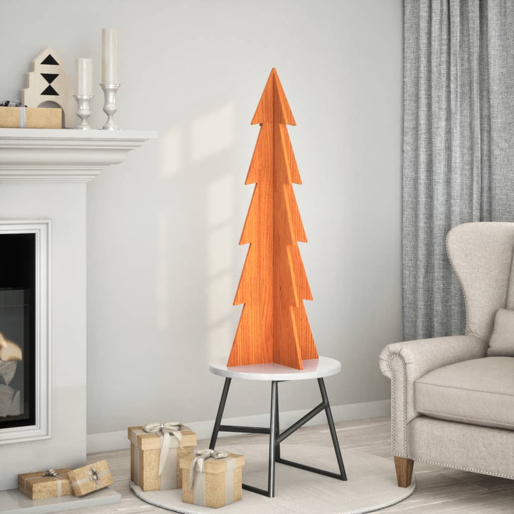 Albero di Natale Marrone Cera 112 cm in Legno Massello di Pino - homemem39