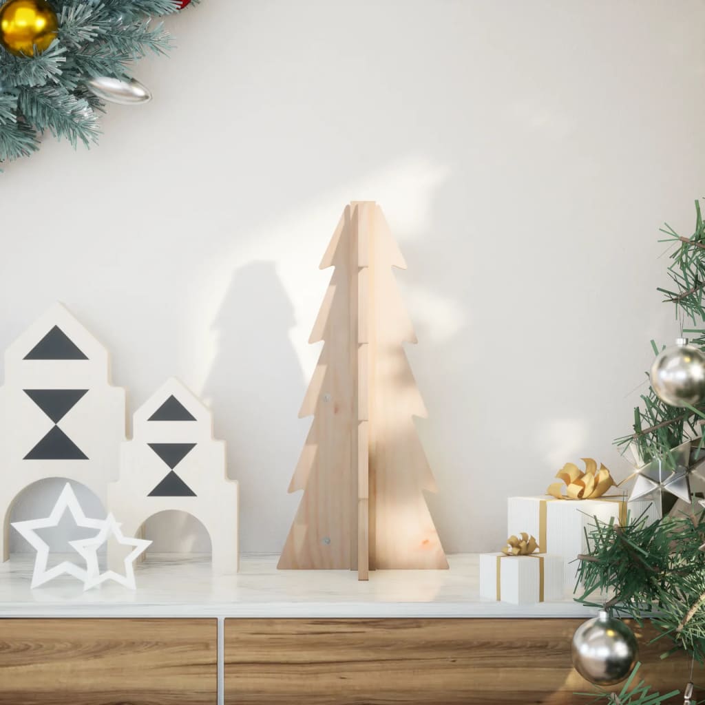 Albero di Natale Decorativo in Legno 49 cm Legno Massello Pino - homemem39