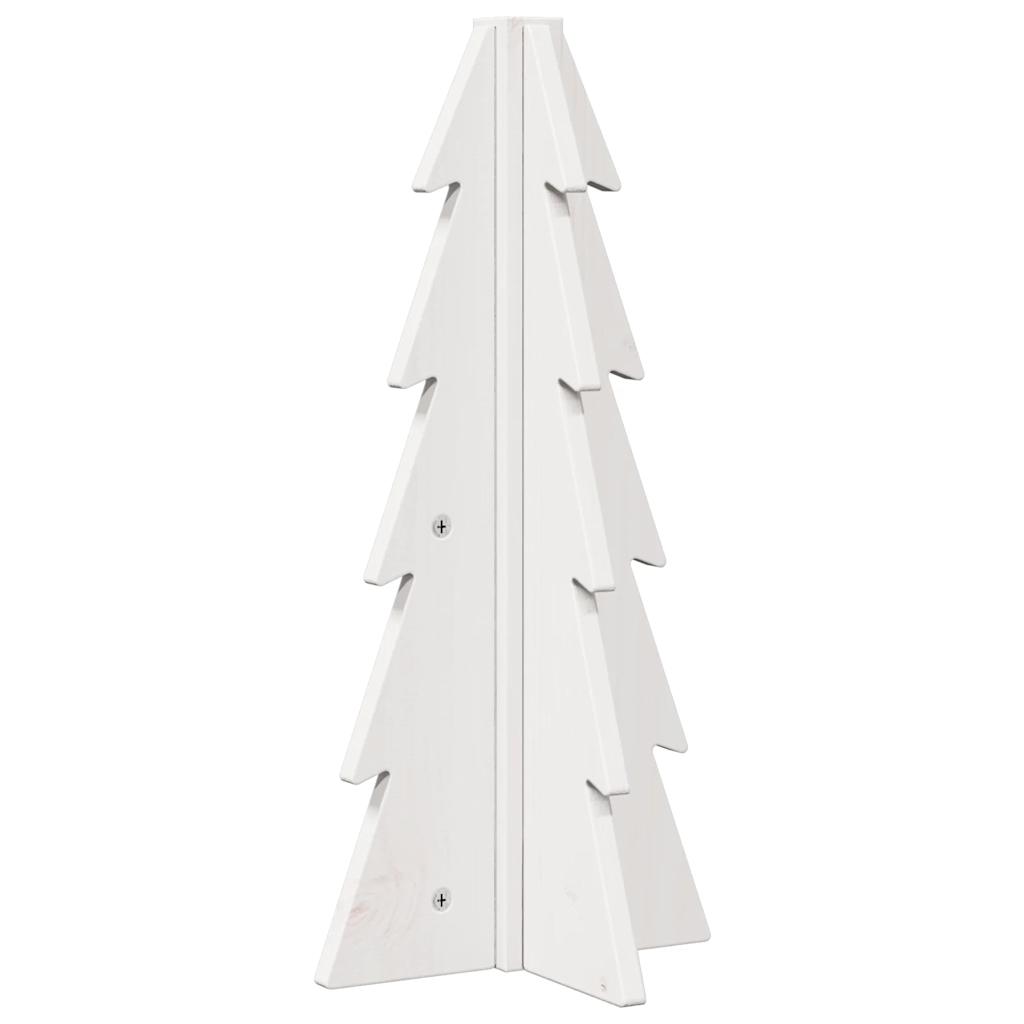 Albero di Natale Decorativo Bianco 49 cm Legno Massello di Pino