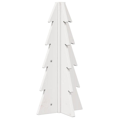 Albero di Natale Decorativo Bianco 49 cm Legno Massello di Pino - homemem39