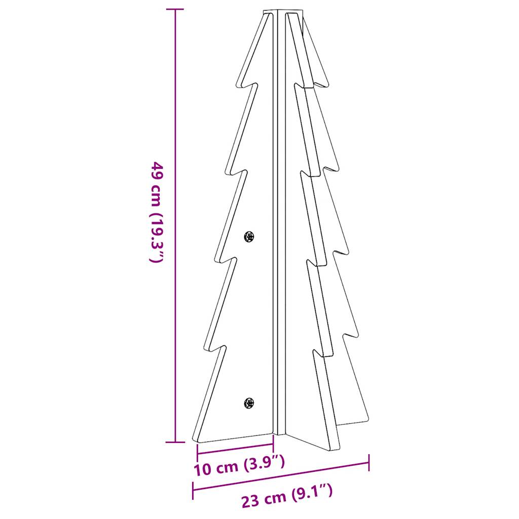 Albero di Natale Decorativo Bianco 49 cm Legno Massello di Pino