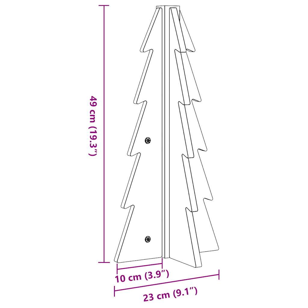 Albero di Natale Marrone Cera 49 cm in Legno Massello di Pino - homemem39