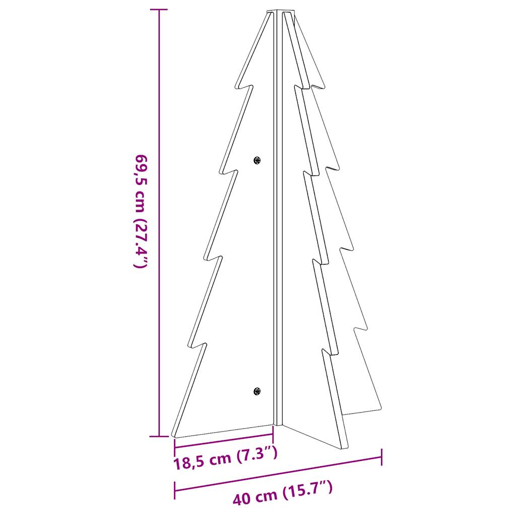 Albero di Natale Marrone Cera 69,5 cm in Legno Massello di Pino