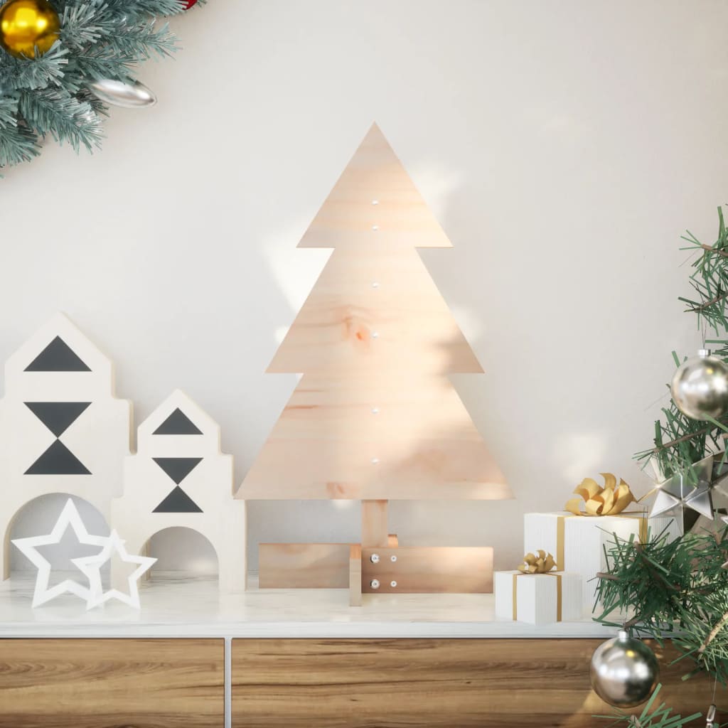 Albero di Natale Decorativo in Legno 60 cm Legno Massello Pino - homemem39