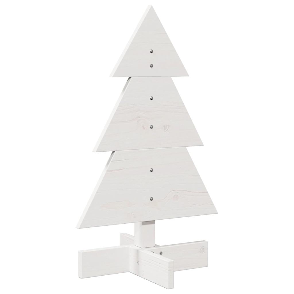 Albero di Natale Decorativo Bianco 60 cm Legno Massello di Pino