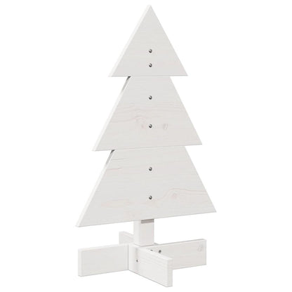 Albero di Natale Decorativo Bianco 60 cm Legno Massello di Pino - homemem39