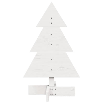 Albero di Natale Decorativo Bianco 60 cm Legno Massello di Pino