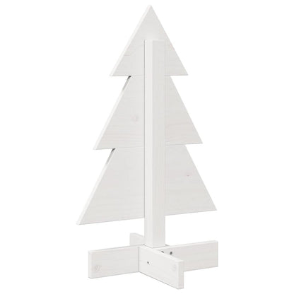 Albero di Natale Decorativo Bianco 60 cm Legno Massello di Pino