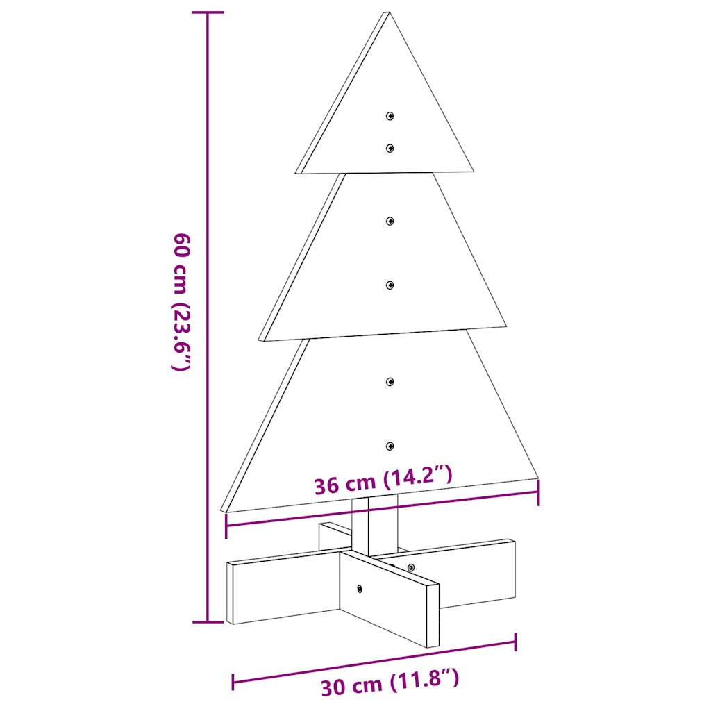 Albero di Natale Decorativo Bianco 60 cm Legno Massello di Pino - homemem39