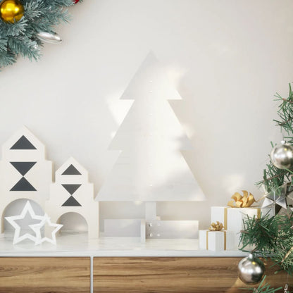 Albero di Natale Decorativo Bianco 60 cm Legno Massello di Pino - homemem39