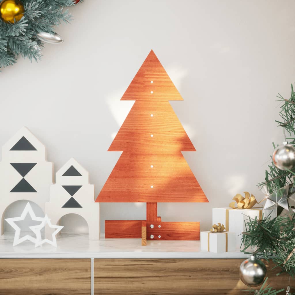 Albero di Natale Marrone Cera 60 cm in Legno Massello di Pino - homemem39