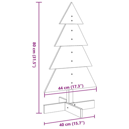 Albero di Natale Decorativo in Legno 80 cm Legno Massello Pino