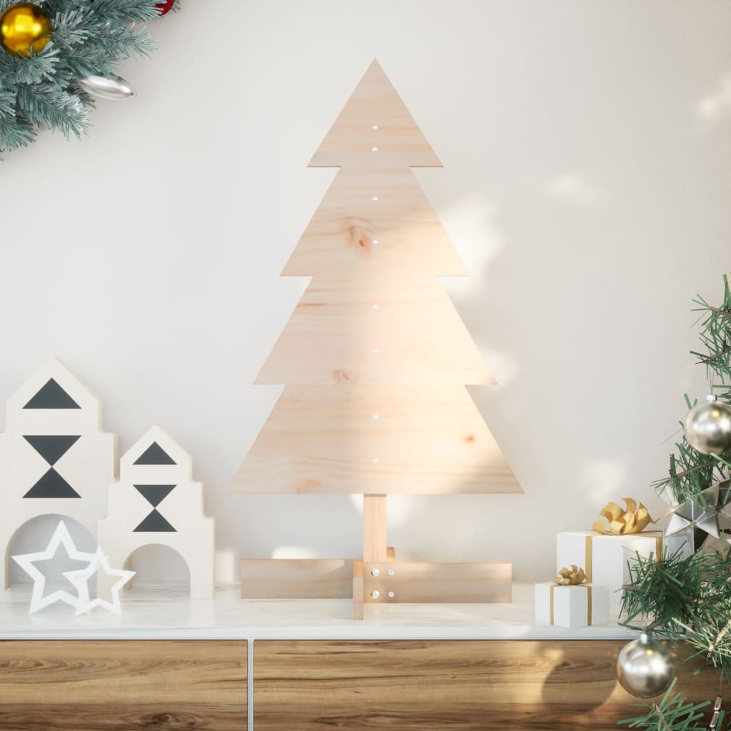 Albero di Natale Decorativo in Legno 80 cm Legno Massello Pino - homemem39