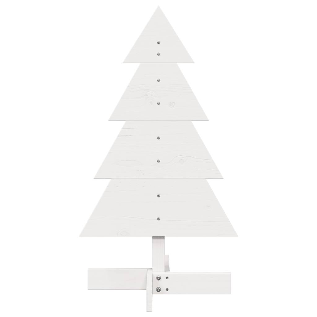 Albero di Natale Decorativo Bianco 80 cm Legno Massello di Pino