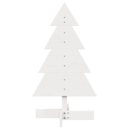 Albero di Natale Decorativo Bianco 80 cm Legno Massello di Pino