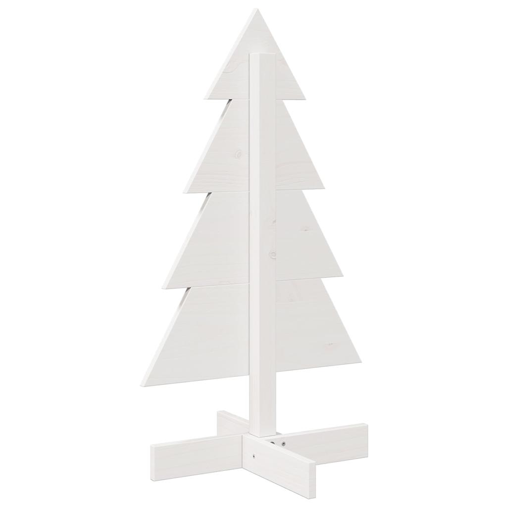 Albero di Natale Decorativo Bianco 80 cm Legno Massello di Pino - homemem39