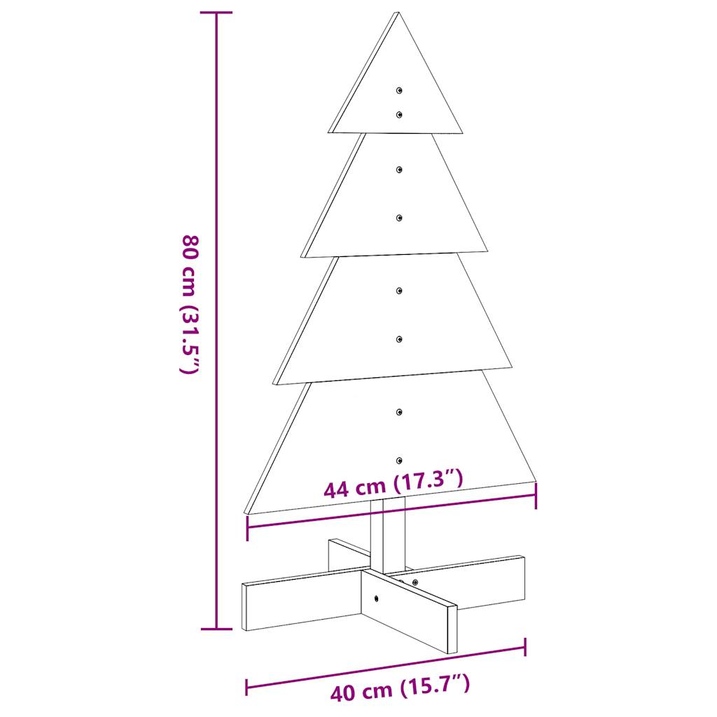 Albero di Natale Decorativo Bianco 80 cm Legno Massello di Pino - homemem39