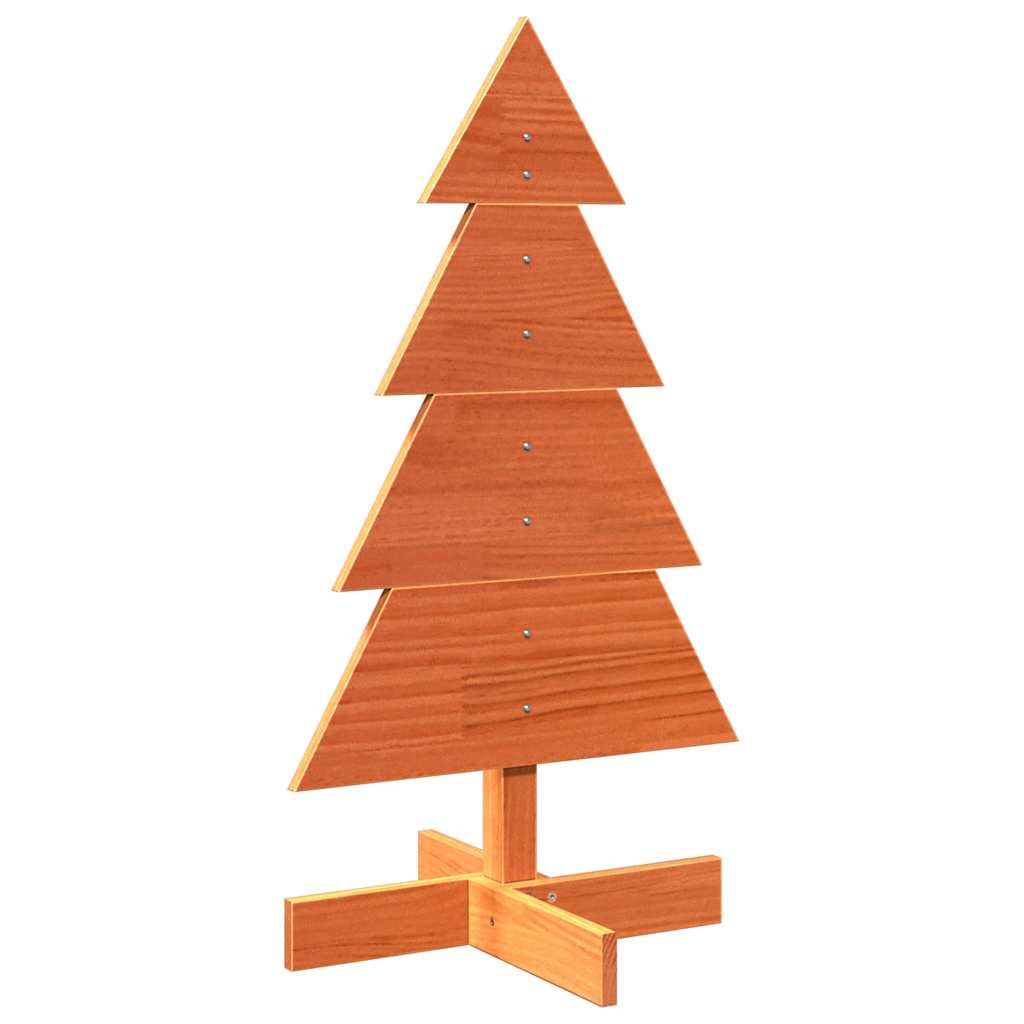 Albero di Natale Marrone Cera 80 cm in Legno Massello di Pino