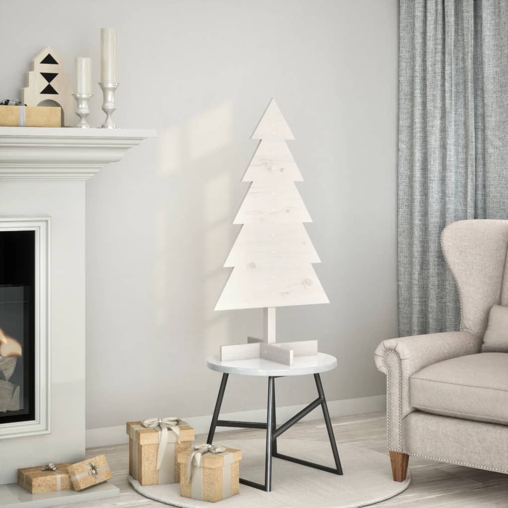 Albero di Natale Decorativo Bianco 100 cm in Legno di Pino - homemem39