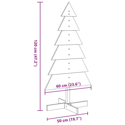 Albero di Natale Decorativo in Legno 120 cm Legno Massello Pino - homemem39