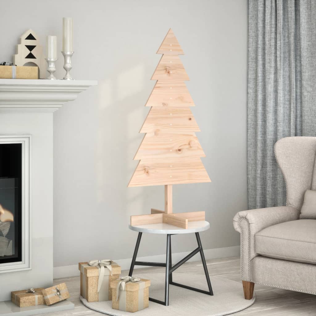 Albero di Natale Decorativo in Legno 120 cm Legno Massello Pino - homemem39