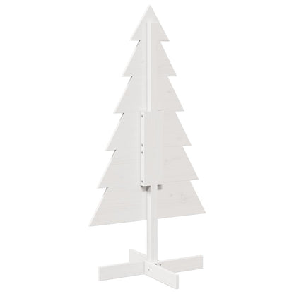 Albero di Natale Decorativo Bianco 120cm Legno Massello di Pino