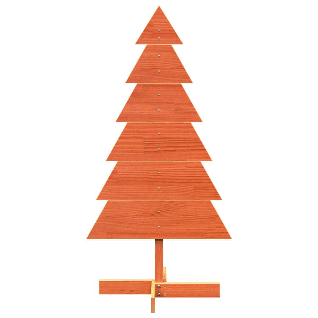 Albero di Natale Marrone Cera 120 cm in Legno Massello di Pino - homemem39