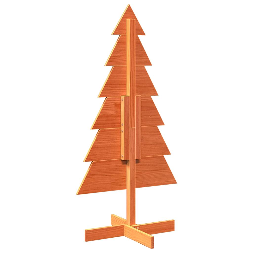 Albero di Natale Marrone Cera 120 cm in Legno Massello di Pino