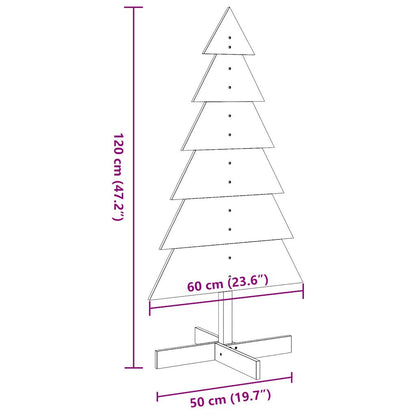 Albero di Natale Marrone Cera 120 cm in Legno Massello di Pino - homemem39