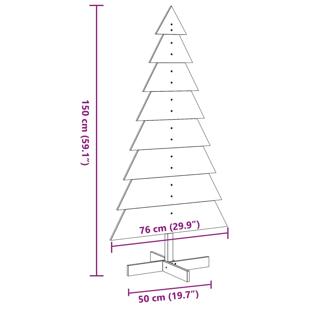 Albero di Natale Decorativo in Legno 150 cm Legno Massello Pino - homemem39