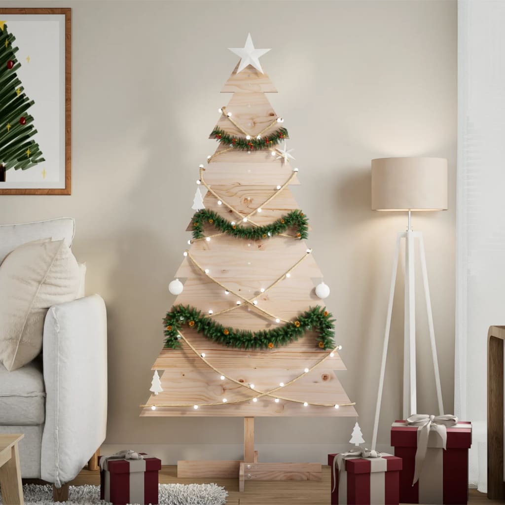 Albero di Natale Decorativo in Legno 150 cm Legno Massello Pino - homemem39