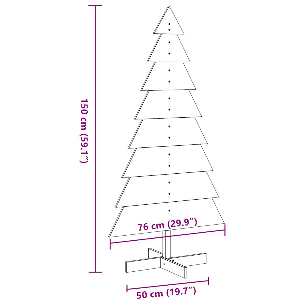 Albero di Natale Marrone Cera 150 cm in Legno Massello di Pino - homemem39