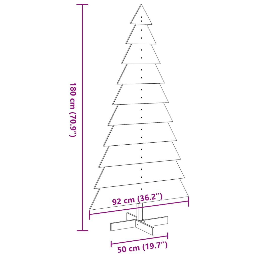 Albero di Natale Decorativo in Legno 180 cm Legno Massello Pino - homemem39