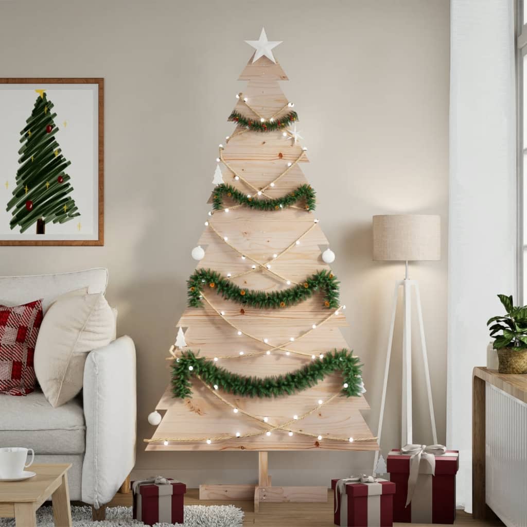 Albero di Natale Decorativo in Legno 180 cm Legno Massello Pino - homemem39