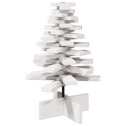 Albero di Natale Decorativo Bianco 60 cm Legno Massello di Pino - homemem39