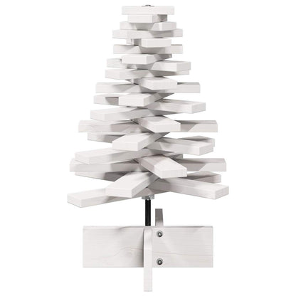 Albero di Natale Decorativo Bianco 60 cm Legno Massello di Pino - homemem39