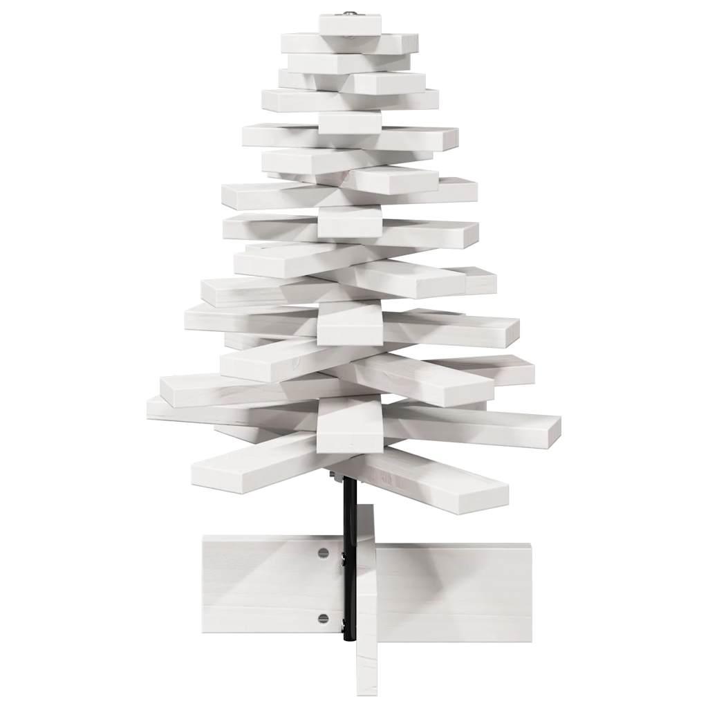 Albero di Natale Decorativo Bianco 60 cm Legno Massello di Pino - homemem39