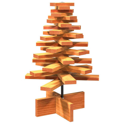 Albero di Natale Marrone Cera 60 cm in Legno Massello di Pino