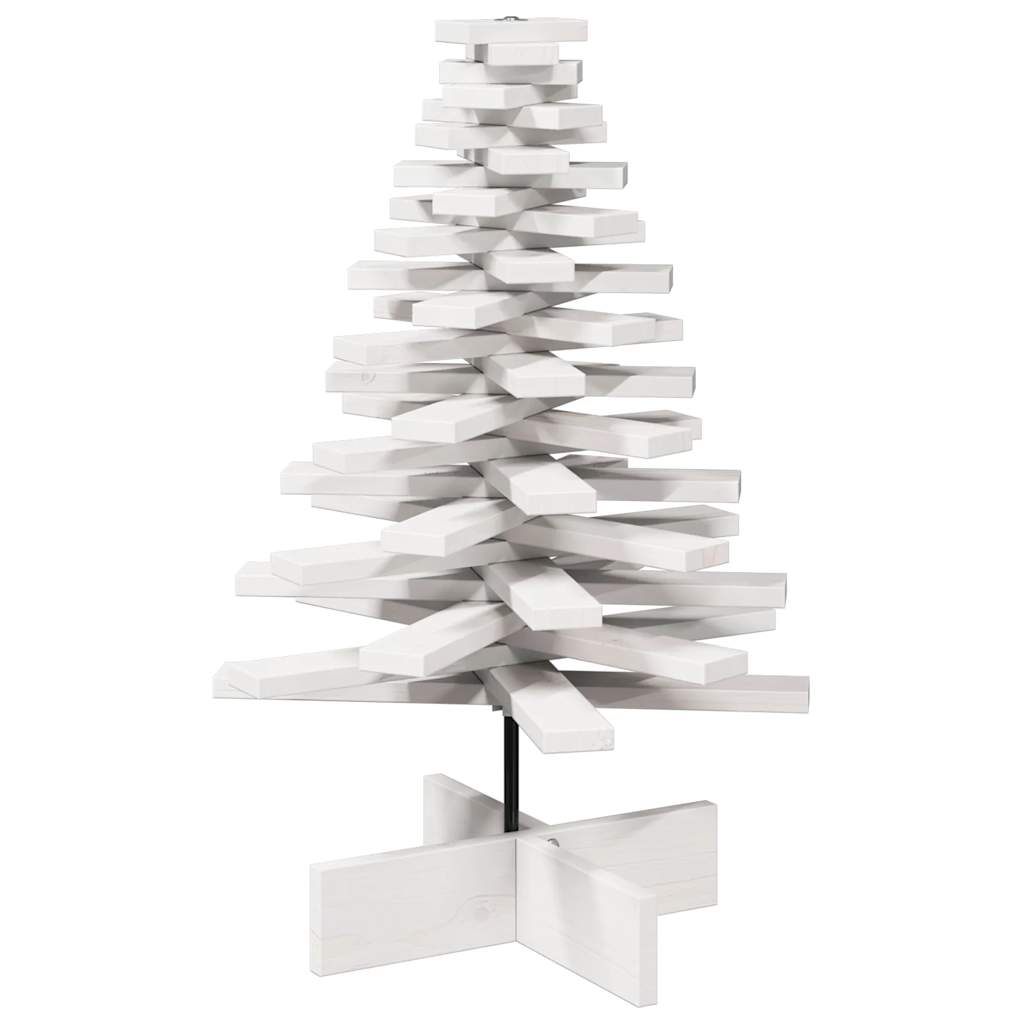 Albero di Natale Decorativo Bianco 80 cm Legno Massello di Pino - homemem39