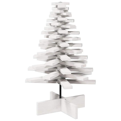 Albero di Natale Decorativo Bianco 80 cm Legno Massello di Pino - homemem39