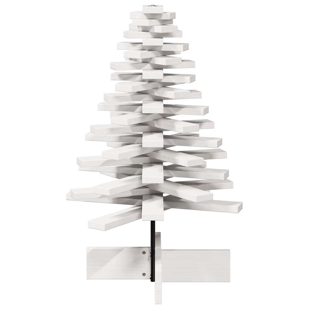 Albero di Natale Decorativo Bianco 80 cm Legno Massello di Pino - homemem39