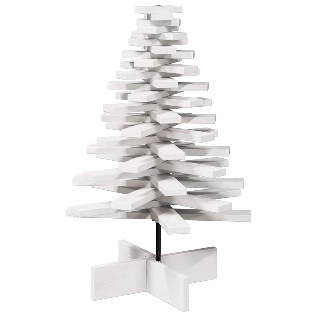 Albero di Natale Decorativo Bianco 80 cm Legno Massello di Pino - homemem39