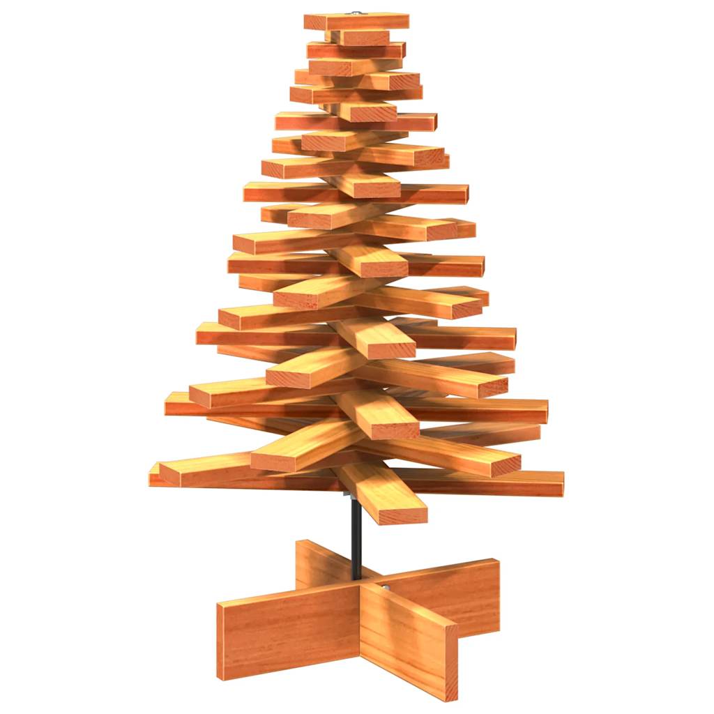 Albero di Natale Marrone Cera 80 cm in Legno Massello di Pino - homemem39