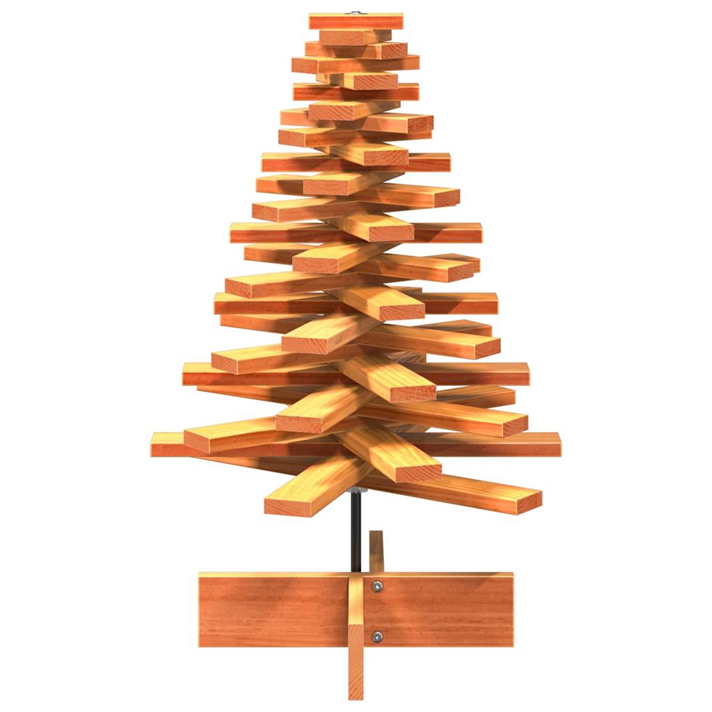 Albero di Natale Marrone Cera 80 cm in Legno Massello di Pino