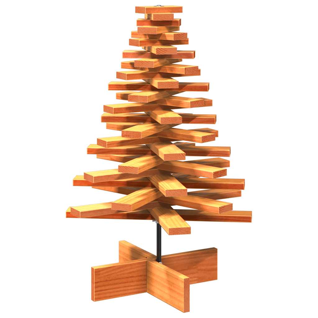 Albero di Natale Marrone Cera 80 cm in Legno Massello di Pino