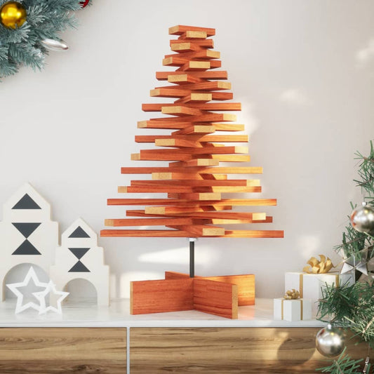 Albero di Natale Marrone Cera 80 cm in Legno Massello di Pino - homemem39