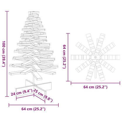 Albero di Natale Decorativo Bianco 100 cm in Legno di Pino