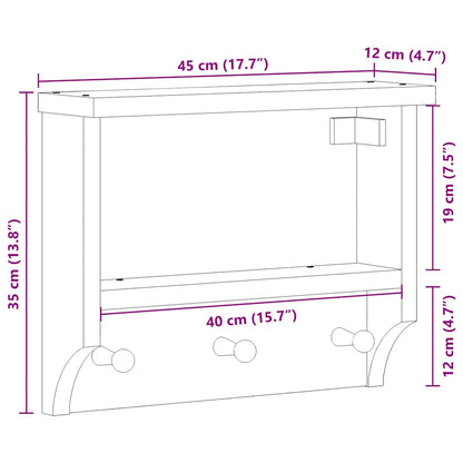 Appendiabiti da Parete SANDNES Bianco 45x12x35 cm Legno di Pino