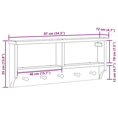 Appendiabiti da Parete SANDNES Bianco 87x12x35 cm Legno di Pino